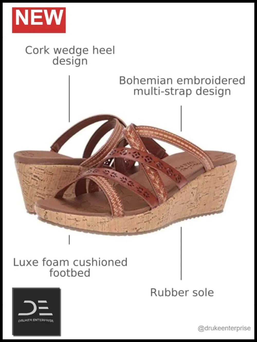 Wedge Sandals for Women, Cork & Synthetic, Luxe Foam Cushioned